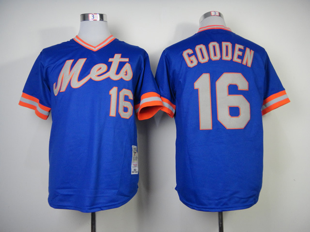 Men New York Mets #16 Gooden Blue Throwback MLB Jerseys->new york mets->MLB Jersey